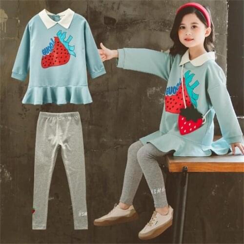 2020 New Girls clothes Sets print Lovely pattern Children Tracksuit kid clothing suit casual toddler baby shirt+pantskirt 2Ps