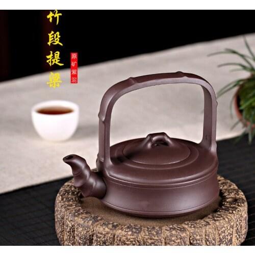 Wholesale undressed ore purple clay pot of pure handmade Wang Guowang bamboo section girder tea gift box undertakes