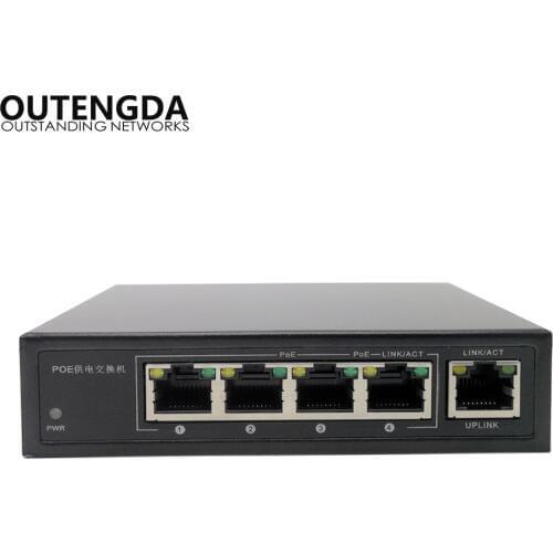 OUTENGDA 5 Ports 4 PoE Injector 24v Power Over Ethernet Switch 4,5+/7,8-, Power Adapter max120W optional