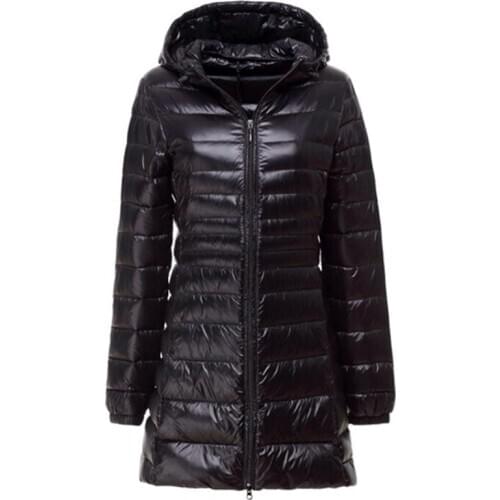 2020 Winter Ultra Light Down Jacket Women Autumn Casual Slim Long Parkas Coats Portable Female White Duck Down Jackets 6XL 7XL