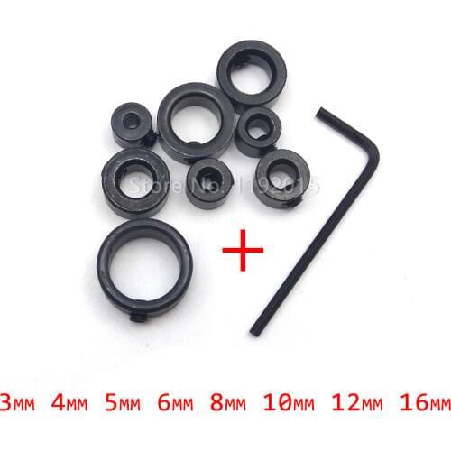 8pcs Woodworking Adjustable Drill Bit Durable Shaft Depth Stop Collar Limit Ring Collar Hole Positione Spacing Ring Small Wrench