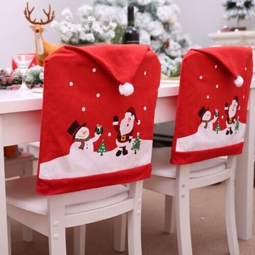 1PC Christmas Chair Covers Red Santa Claus Hat Dinner Table Chair Cover Christmas Holiday Party Home Decoration New Year Navidad