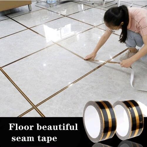 5M Self adhesive vinyl floor tile stickers Beauty Seam Line Strip Gold Waterproof PVC Wall Gap Sealing Tape Home decor Decals