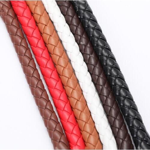 7mm PU Leather Cord Rope String+2M Round Braided+Faux Leather Cord Necklace Bracelet +Jewelry Craft Findings Making Accessories