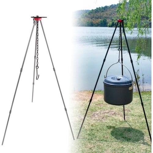 Camping Bonfire Tripod Portable Triangle Support Camping Bonfire Frame Outdoor Portable Cookware Marching Pot Campfire Tripod