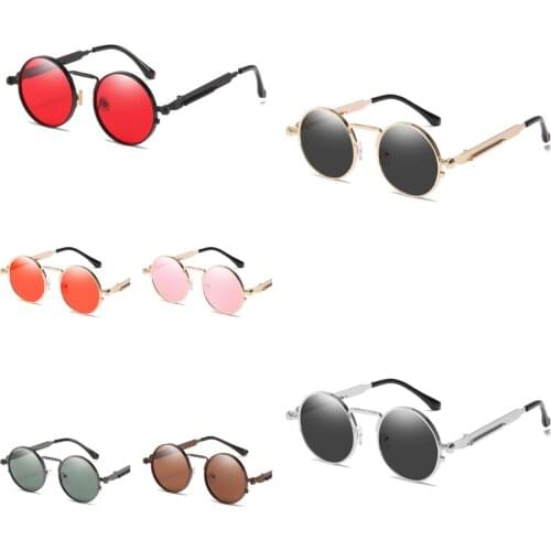 Retro Round Sunglasses for Men Women, Metal Frame Circle Sun Glasses Shades Punk Style Personalized