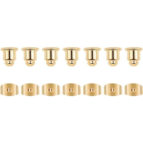 18k Gold Plated Blocked Caps Earring Backs Stopper Scrolls Ear Post Butterfly For DIY Ear Accessorie Jewelry Making 50 pcs/bag