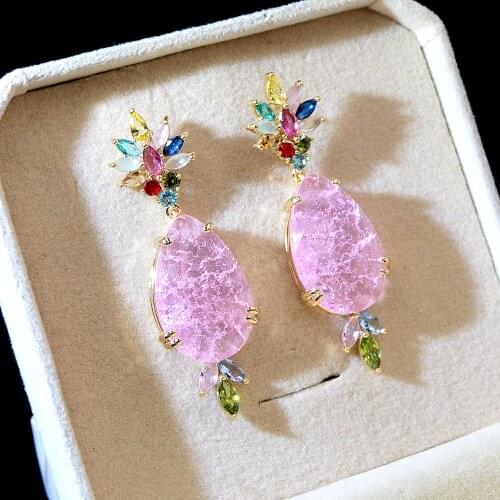 CINDY XIANG Oval Cubic Zirconia Fashion Drop Earrings for Women Beautiful Fashion Sparking Bridal Earrings Wedding Jewelry