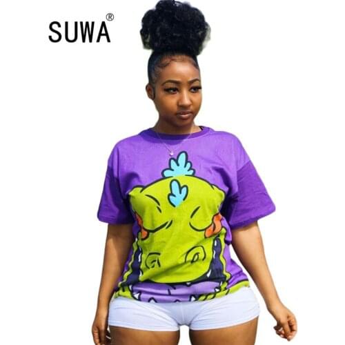 2020 hot recommend cute cartoon print with simple round neck short sleeves top and hot shorts 2 pieces set casual lady fashion