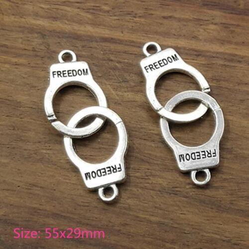 10pcs Charms Handcuffs ,Tibetan Silver Plated Pendants Antique Jewelry Making DIY Handmade Craft