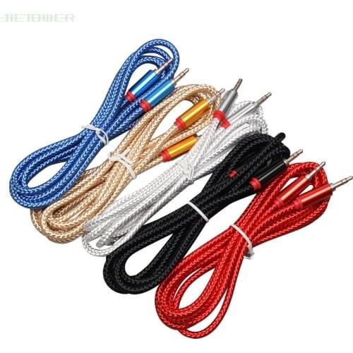 2m Long Nylon Braid Jack 3.5mm Audio Cable Male Stereo AUX Cable M/M Headphone Cord for iPhone Car Speaker Earphone MP3/4 100pcs