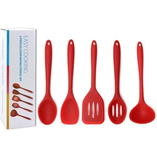 5Pcs 1set silicone tableware silicone leak shovel rice more soup spoon salad