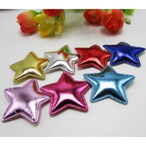 80pcs/lot 3.5cm Multi Padded PU Star Appliques For BB Clip Accessories and DIY Kid Patches