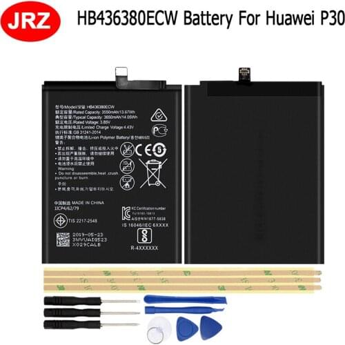 For Huawei P30 Battery 3650mAh Mobile Phone Replacement Batteria Batterie For Huawei P30 HB436380ECW Accumulator AKKU with Tools