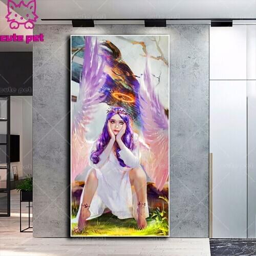 Rhinestones diamond painting Angel girl diamond embroidery full square round complete diamond mosaic sticker puzzle Decor large