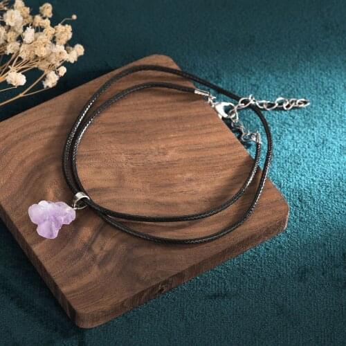 Natural Iregular Shape Amethyst Pendant Necklace Natural Crystal Bracelet Women Girl Bracelets