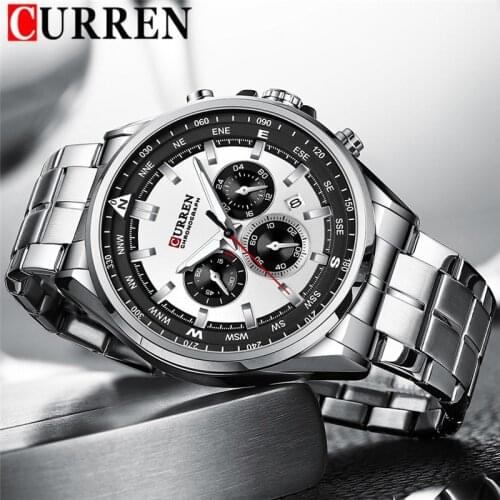 CURREN Man WristWatch Waterproof Chronograph Men Watch Military Top Brand Luxury Classic Stainless Steel Sport Male Clock 8399