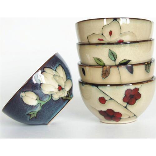 EECAMAIL American-style Porcelain Bowl Creative Personality Household Rice Bowl Japanese style Hand-painted Kiln Change Glaze