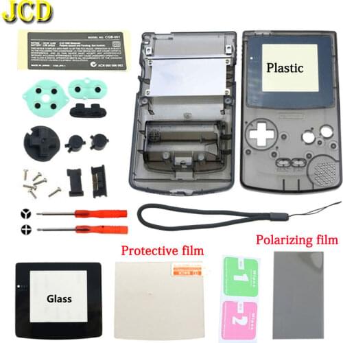 JCD Plastic Shell Housing Case Cover For Gameboy Color GBC Console Shell W/ Buttons Kits Glass Lens Polarizing Protective Film