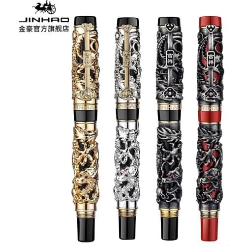 JINHAO Brand The Latest Design Dragon and Phoenix Golden High Quality Fountain Pen Hot Selling Luxury Writing ,Box Option