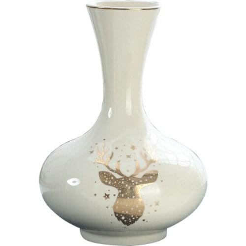Creative ceramic vase fashion cracked porcelain gold elk vase ceramic crafts