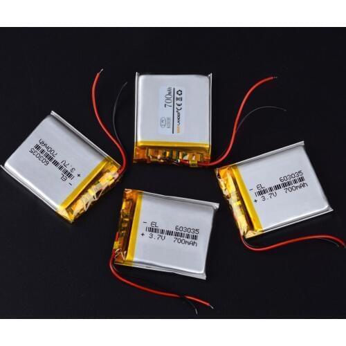 Li Polymer battery 700mah 3.7 V 603035 video recorder Dvr bluetooth column