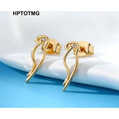 Mini Zircon Gold Woodpecker Stud Earrings 2021 Trend Geometric Piercing Jewelry Birds Earrings for Women Party Gifts pendientes