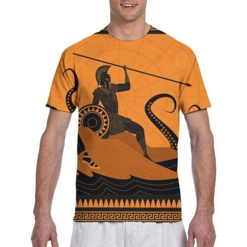 2020 Mens T shirts Fashion New Summer Sleeve Casual Andromeda And Perseus Fighting Kraken Tshirt For Man Full Printed