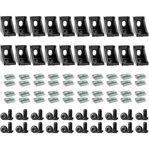 Aluminum Profile Connector Set, Angle Bracket, T-Nut and Hex Screw for Slot 6mm 20S Aluminum Rail Fitting