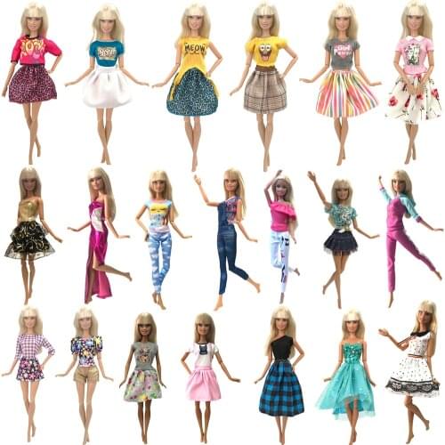 NK 2020 2 Sets Newest Doll Clothes Tops Fashion Skirts Party Clothes For Barbie Doll Dresses Accessories Children Girls Gifts JJ