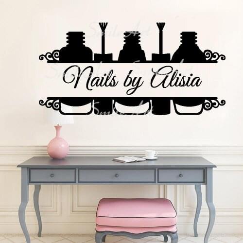 Diy Custom Name Beauty Salon Wall Art Decal Wall Stickers Pvc Material Kids Room Nature Decor Wall Art Decal