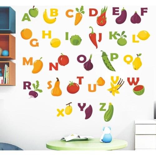 Cartoon 26 English Alphabet Wall Stickers Childrens Bedroom Preschool Commercial Wall Stickers Self-Adhesive