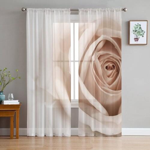 3D White Rose Sheer Curtains Window Curtains for Living Room Bedroom Blinds Kids Room Home Decor