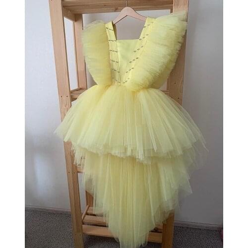 Custom Puffy Flower Girls Dresses High-Low Style Princess Birthday Party Pageant Gowns Photoshoot Props 1-14Y