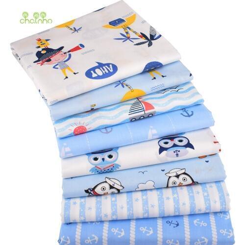 Chainho,Blue Ocean Series,Printed Twill Cotton Fabric,Patchwork Cloth For DIY Sewing Quilting Baby&Childrens Material,100x160cm