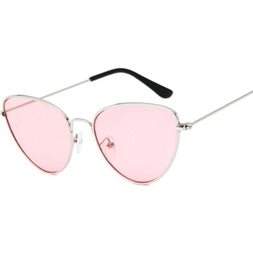 Vintage Pink Cat Eye Sunglasses Women Brand Designer Candy Color Sun Glasses Female Male Retro Metal Frame Outdoor Party Oculos