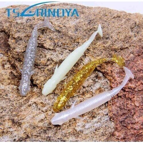 TSURINOYA 8Pcs T-Tail Soft Bait 70mm 1.8g TRP Material Fishing Lure Baits Leurre Peche Isca Artificias Para Pesca Fishing Tackle