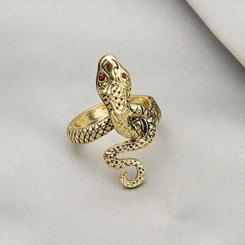 U-Magical Gothic Twist Rope Snake Ring for Women Unique Design Gold Silver Color Metallic Animal Index Finger Ring Party Jewelry