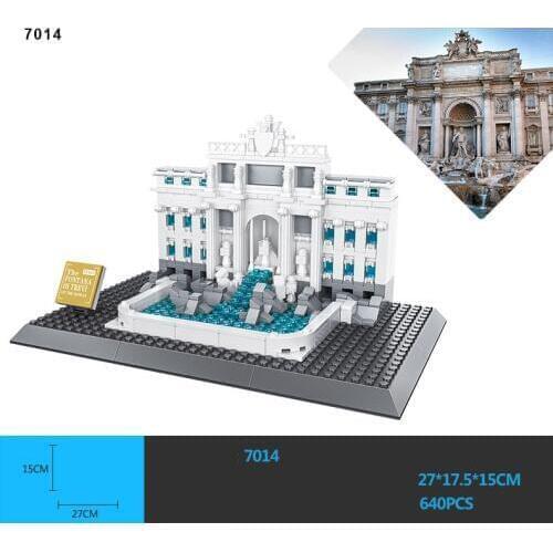 World famous architecture model bricks Italy rome Fontana di Trevi building block assemble educational toys collection for gifts