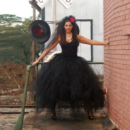 Gothic 2017 Puffy Black Long Tulle Skirts For Women To Halloween Party Ball Gowns Tutu Female Tutu Skirt Elastic New Faldas
