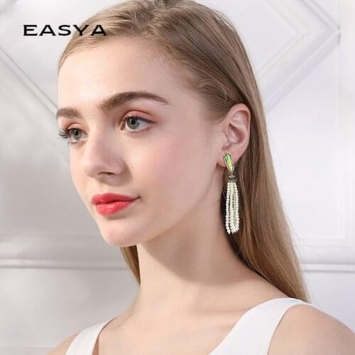 EASYA Korea Sweet Heart Earrings for Women Earrings White Pearl Simple women Earrings Wedding Fashion Jewelry