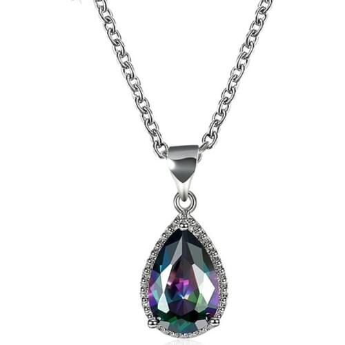 Women necklace multicolor cubic zirconia water drop pendant cute romantic fashion jewelry accessories dexterity choker LX03