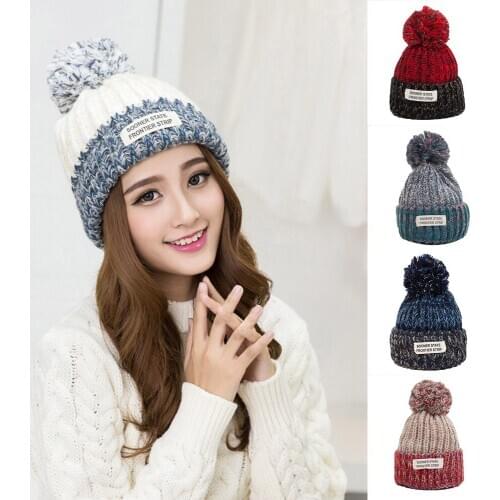Winter Hat Hairball Hat Women Thick Women Hat Girls Caps Knitted Beanies Cap gorros mujer invierno шапки для женщин