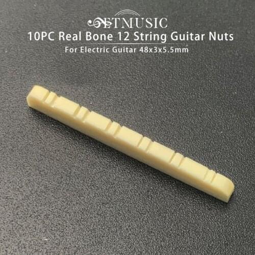 10 PCS New Slotted Real Bone 12 String Guitar Nuts For Electric Guitar 48x3x5.5mm