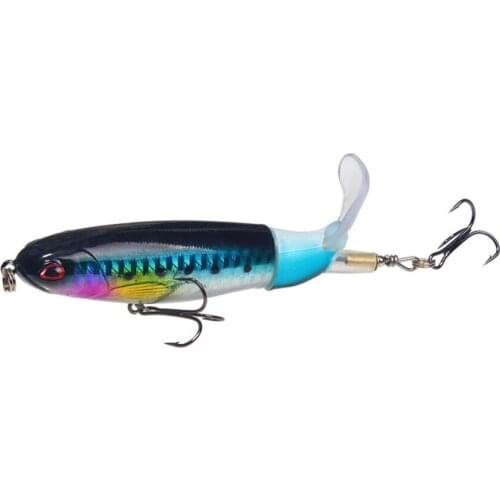 11cm/15g Whopper Popper Topwater Fishing Lure Artificial Bait Hard Plopper Soft Rotating Tail Fishing Tackle Geer