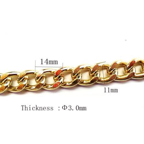 14 x 11mm Gold Chunky Chain, Aluminum Twisted Curb Chain, Thread Dia. 4mm