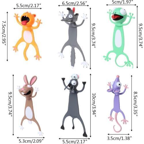 3D Stereo Cartoon Lovely Animal Bookmark Cute Cat Rabbit Funny Student Kids Gift