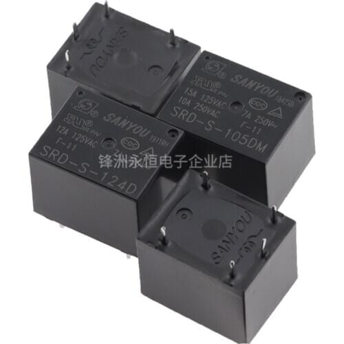 5PCS/Lot Relays SRD-S- 105 112 124DM 5V 12V 24V A set of normally open 10A 4PIN