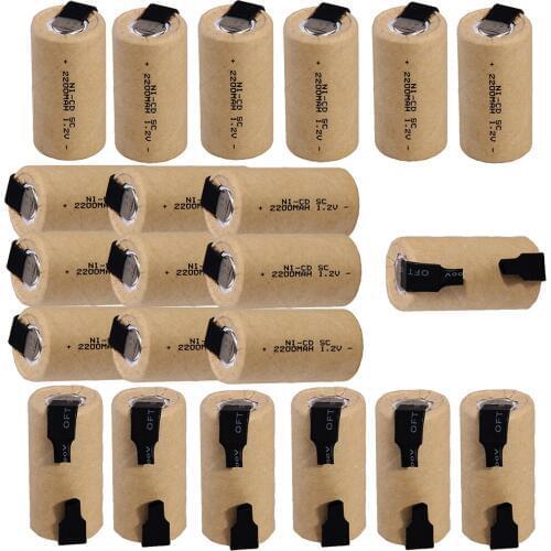20 pcs SC 2200mah 1.2v battery NICD power bank batterie accumulator for electric screwdrivers power bank for electric drills