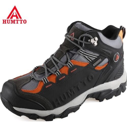 HUMTTO Mens Genuine Leather Hiking Climbing Shoes Waterproof Men Women Athletic Outdoor Boots Trekking Tourism Sneakers Big Size